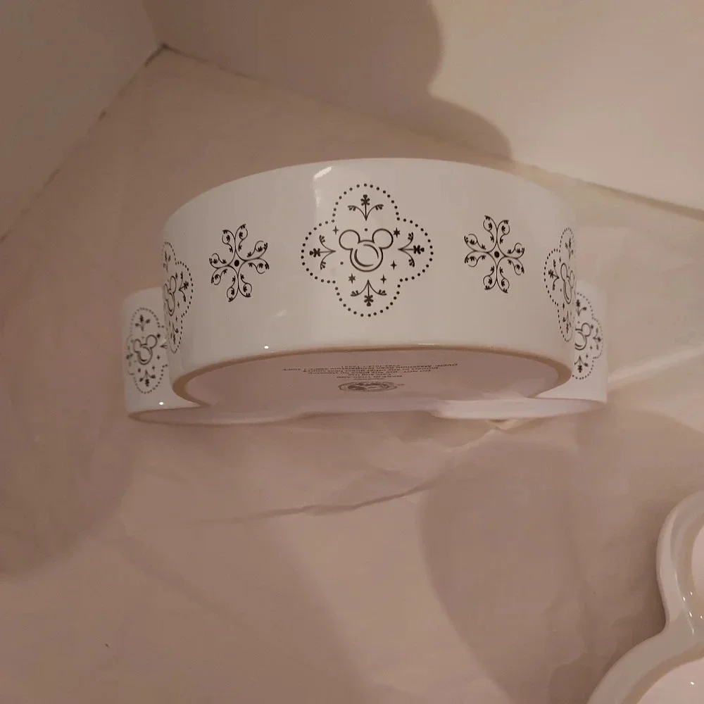 Disney White & Black Mickey Mouse Casserole Dish with Lid Snowflake Design